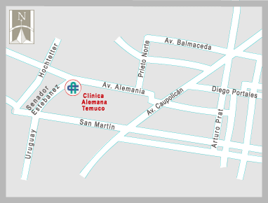 Mapa Ubicación Clínica Alemana de Temuco